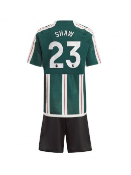 Manchester United Luke Shaw #23 Auswärts Trikotsatz für Kinder 2023-24 Kurzarm (+ Kurze Hosen)